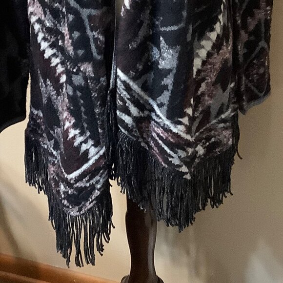 Lucky Brand Aztec Pattern Fringed Cardigan Women Size Small Boho Southwestern - Picture 2 of 8